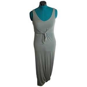 SO Maxi Dress Women XS Olive Green Rayon Blend Tie Front Sleeveless Boho Chic